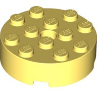 Lego kostka (kostička) válcová (kulatá) 4x4 s dírou (otvorem), světle žlutá jasná (6366133)